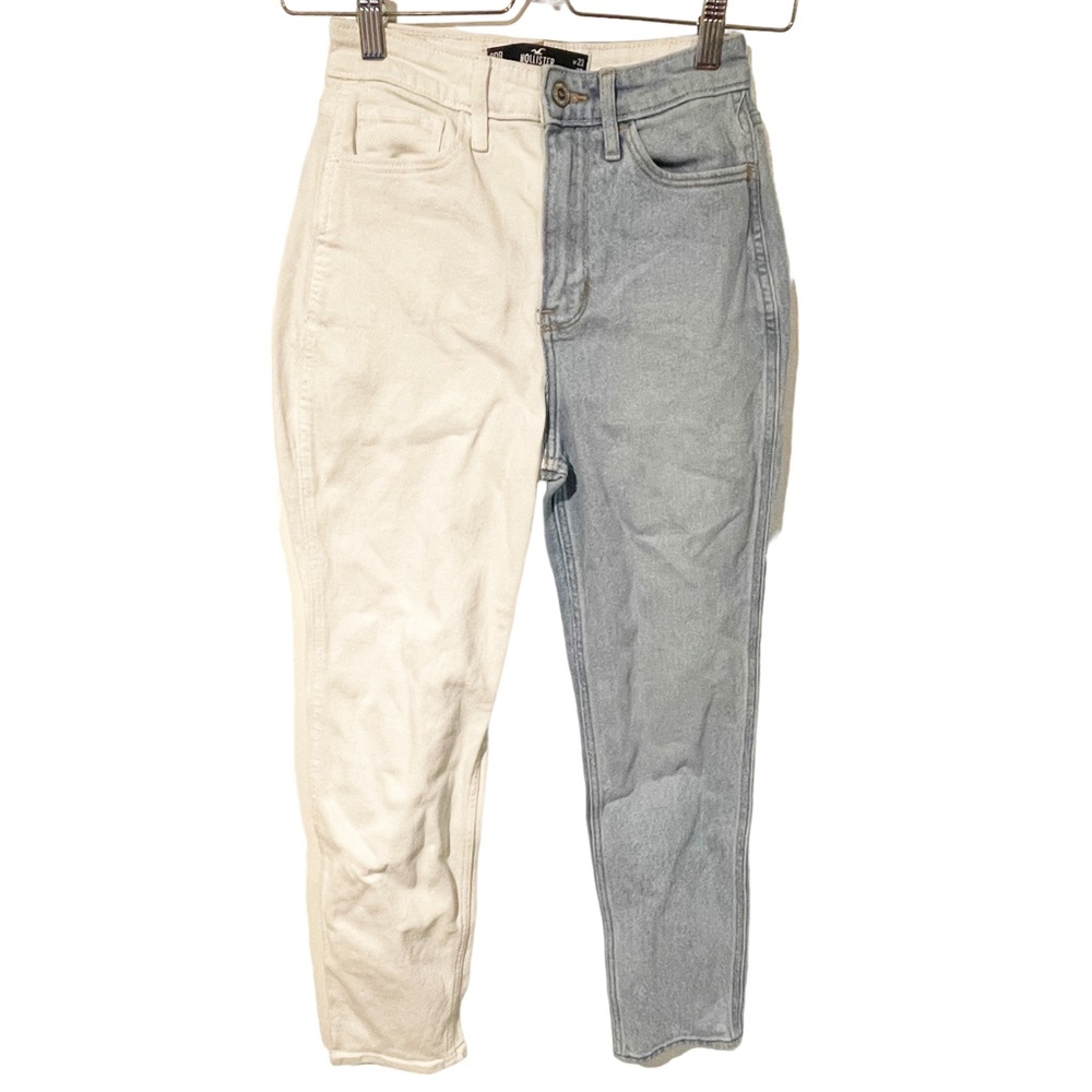 Hollister Size 00R‎ Vintage Ultra High Rise Mom Jeans White Blue Leg